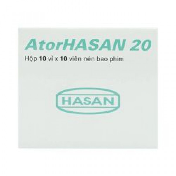 AtorHasan 20 (atorvastatin 20mg ) Hasan (10 Vỉ X 10 Viên)