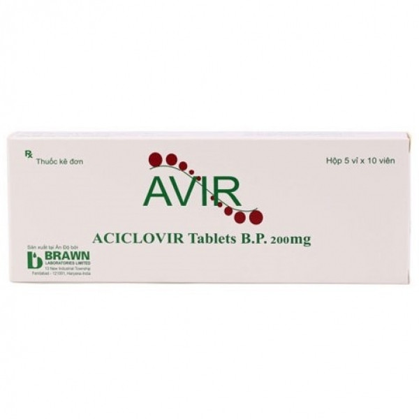 Avir Aciclovir 200Mg Ấn Độ (H5 Vỉ X 10 Viên)