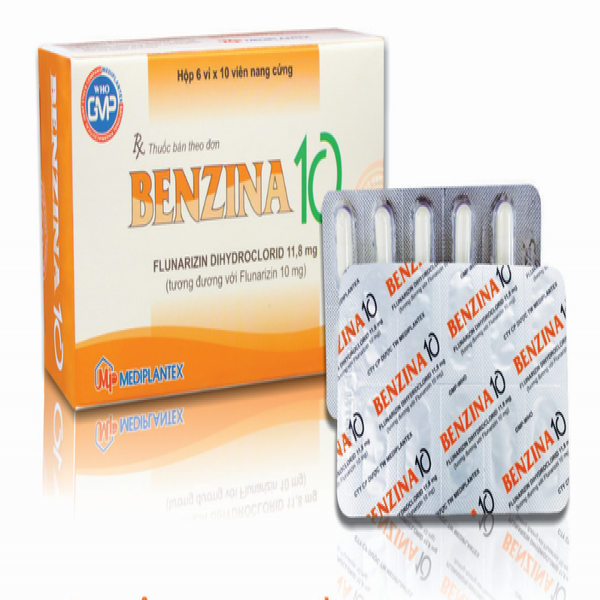 Benzina 10Mg (Flunarizine 10Mg) _Mediplantex (Hộp6 Vỉ X 10V)