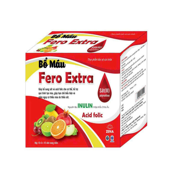 Bổ Máu Fero Extra _ Hình Hoa Quả Cũ, Zn (10 Vỉ X 10 Viên) K72H