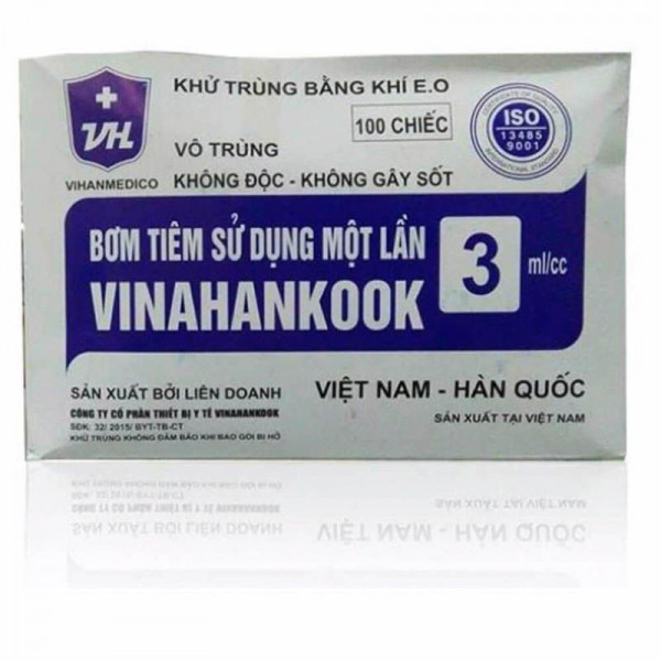 Bơm Tiêm 3Ml Vinahankook (Hộp/100 Cái)