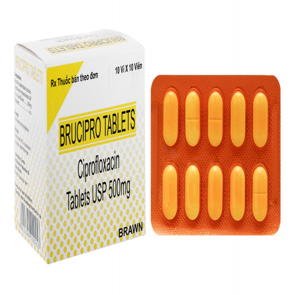 Brucipro (ciprofloxacin 500mg) Brawn (H10vỉ X 10Viên)