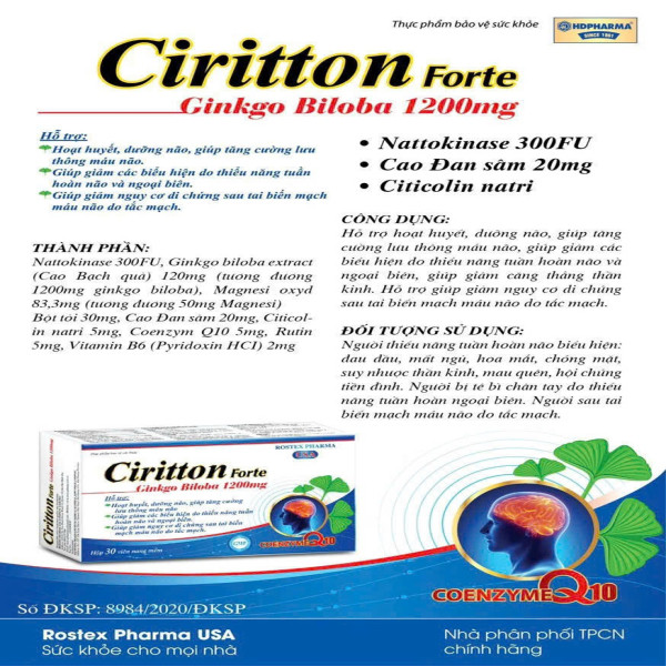 Ciritton Forte Bổ Não _Rox (Hộp/30 Viên)