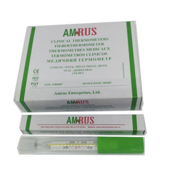 Nhiệt Độ Thuỷ Ngân Amrus (Hộp 12 Cái)