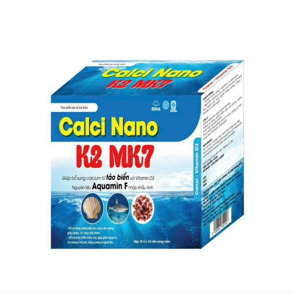 Calci Nano K2 Mk7 _ Xanh Dương, Zena (10 Vỉ X 10 Viên) hàng điểm