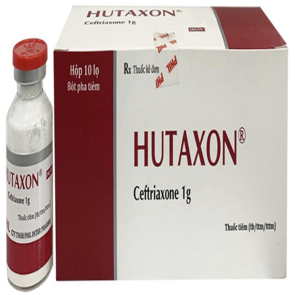 Hutaxon (Ceftritaxon 1G) Tiêm (H/10 Lọ Bột Tiêm)