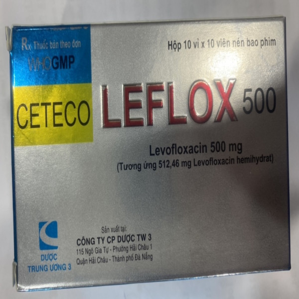 Ceteco Leflox 500Mg Levo _ Tw3 (10 Vỉ X 10 Viên) Vỉ Bạc