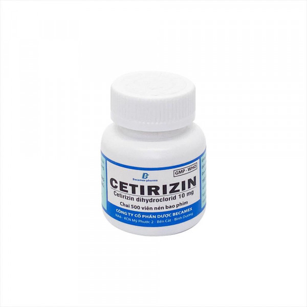 Cetirizin 10Mg _Becamex (Lọ500V Nén Trắng) -Loại Rẻ