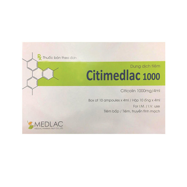 Citimedlac 1000 (Citicolin 1000Mg/4Ml) Tiêm _Medlac (Hộp/10 Ống)