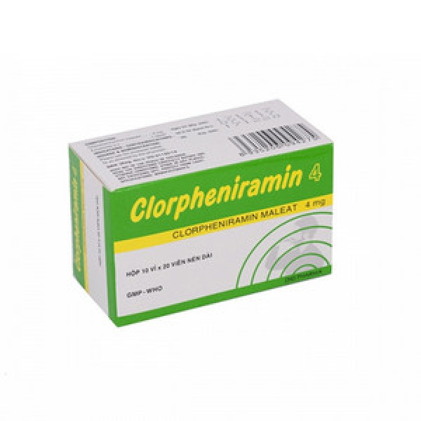 Clorpheniramin 4Mg Vỉ Hậu Giang (H200V)