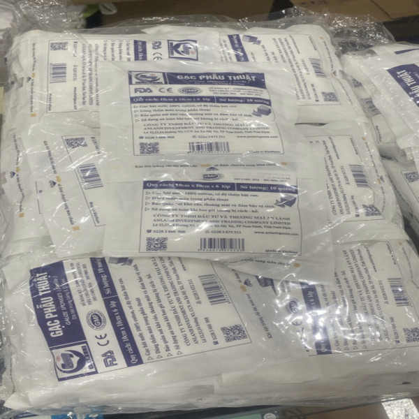 Gạc Pt 10Cmx10Cmx6Lớp An Lành (50 Gói/ Bịch) Loại To