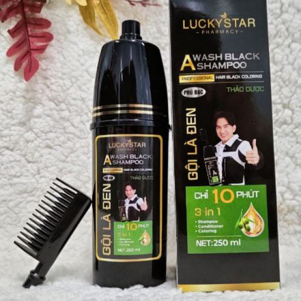 Dầu Gội Là Đen Luckystar Có Lược (C250Ml)