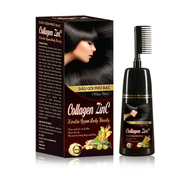 Dầu Gội Phủ Bạc Collagen Zinc (Tóc Thẳng) _Màu Đen