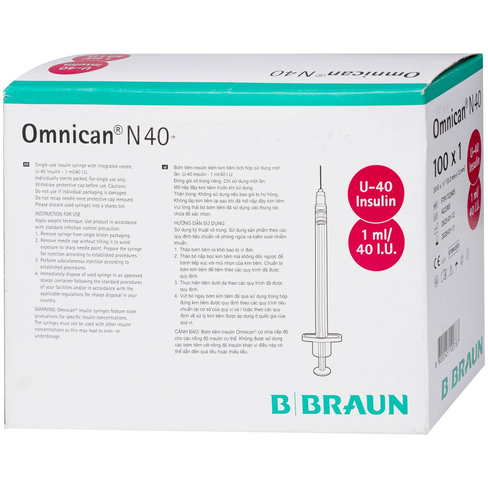 Omnican N40 U-40 Insulin Braun (1Ml) (H/100C)