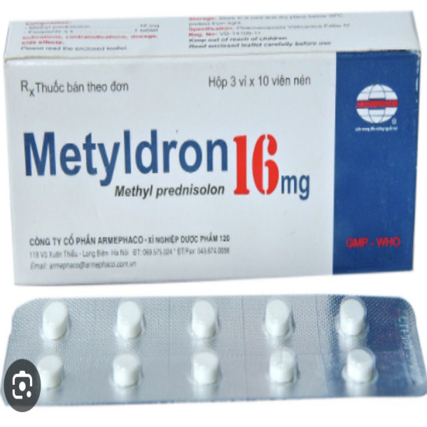 Metyldron 16Mg (Methylprednisolon 16Mg)( 3 Vỉ X10 Viên)  Z120