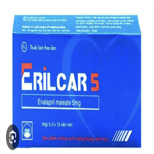 Erilcar 5Mg (Enalapil) _Phú Yên (H3Vỉ X 10V)