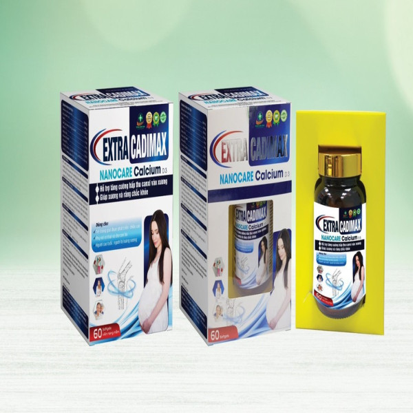 Extra Cadimax Nanocare Calcium D3 _ Bổ Bầu, Xanh (L60 Viên)
