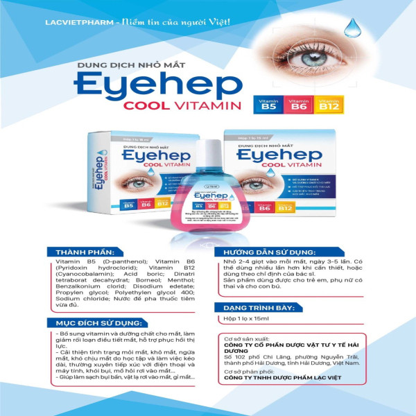 Nhỏ Mắt Eyehep Cool Vitamin _Hd (Lọ15Ml) bán cọc 10 lọ