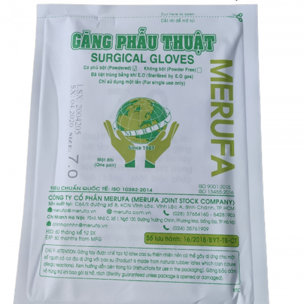 Găng Phẫu Thuật Merufa Có Bột (Gói/1 Đôi)