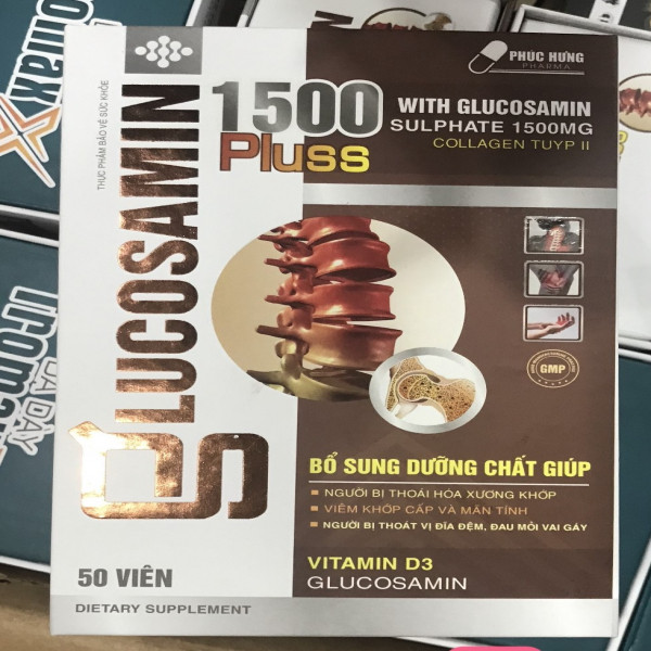Glucosamin 1500 Pluss Cột Sống _Gỗ, Phúc Hưng (Lọ50V)