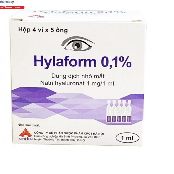 Hylaform 0,1% ( Natri Hyaluronat 1Mg1Ml) _ Cpc1 Hà Nội (H 4 Vỉ X 5 Ống)