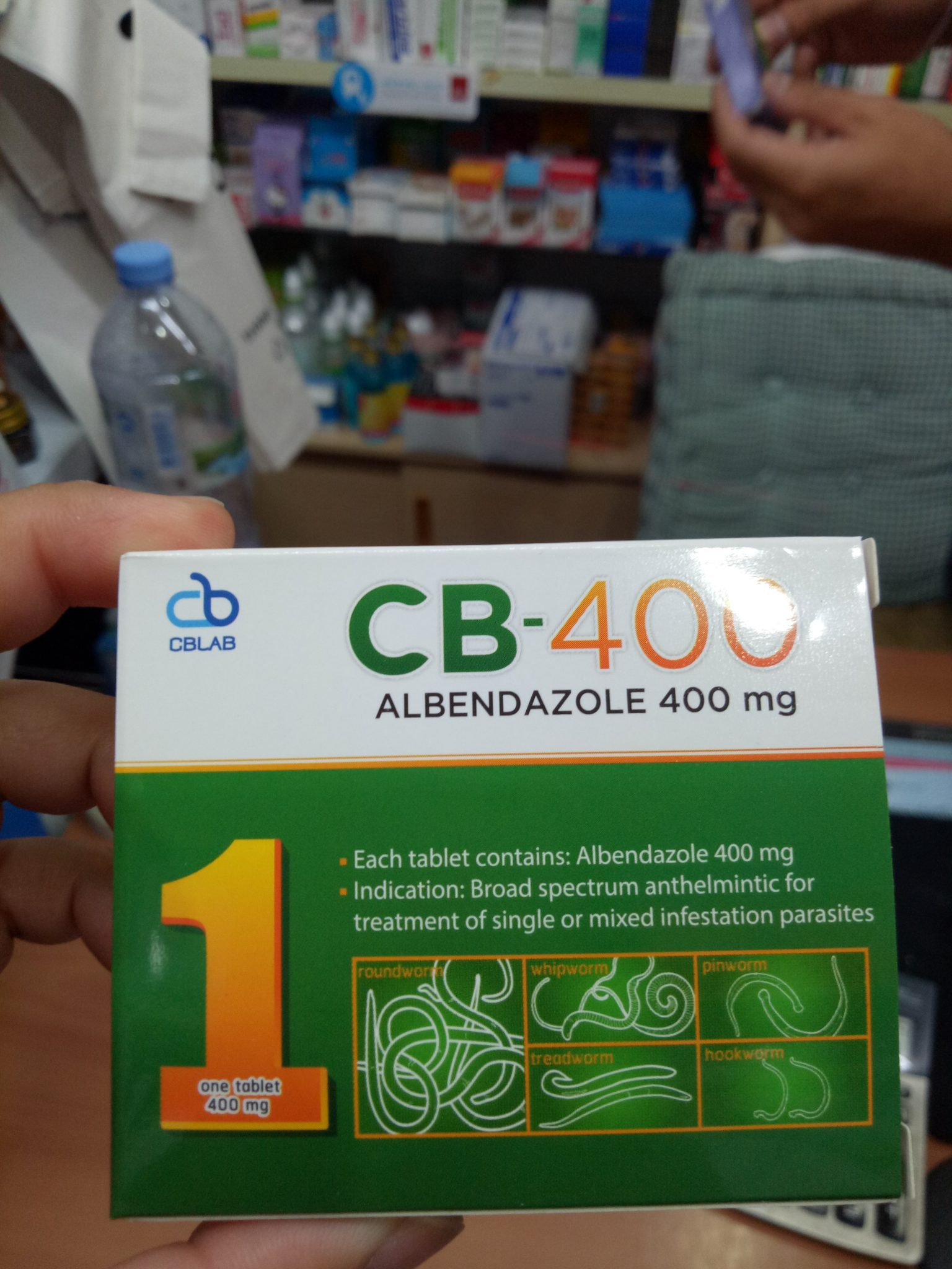CB-400 albendazole 400mg thái lan, hộp 1 vên