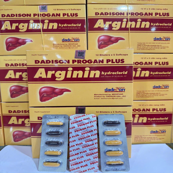 Arginin Progan (Vàng) _Dadison (Hộp/12 Vỉ X 5 Viên)
