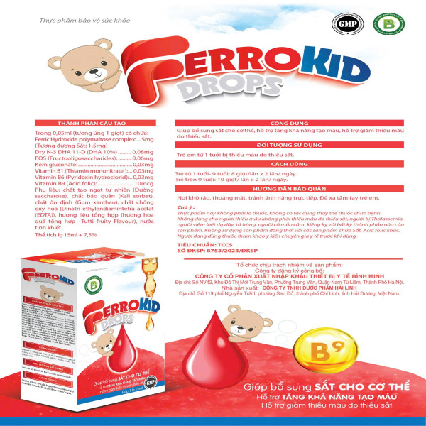 Sắt Nhỏ Giọt Ferrokid Hải Linh Lọ 15 Ml