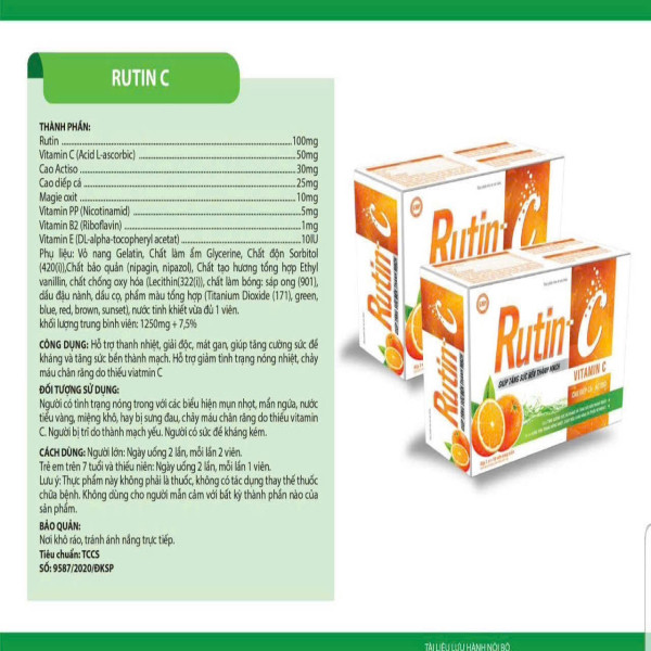 Rutin C (Cao Diếp Cá -Actiso) Hộp 3 Vỉ *10 Viên Hải Linh-K48h