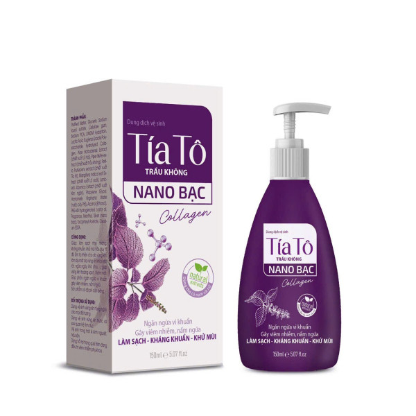 Dung Dịch Vệ Sinh Tía Tô Trầu Không Nano Bạc Colagen Mới 150 Ml