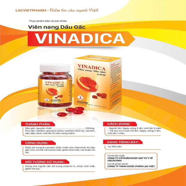 Viên Dầu Gấc Vinadica Lạc Việt Pharm (C/100V)