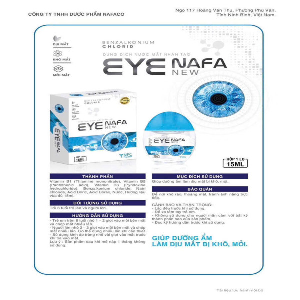 Eye Nafa Nước Mắt Nhân Tạo _Nafa (Cọc/10 Lọ X 15Nl)