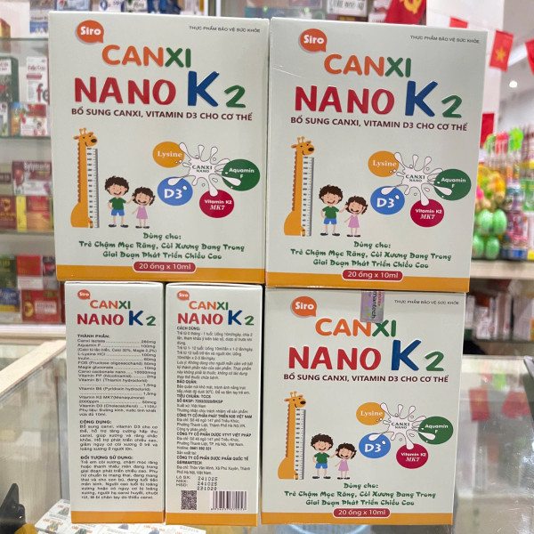 Siro Canxi Nano K2 (Vàng) (Hộp/20 Ống *10 Ml)