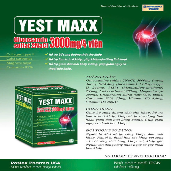 Yest Maxx (Glucosamin) Lọ 60 Viên