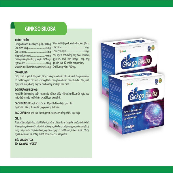 Ginko Biloba Đen Hải Linh Hộp 100 Viên