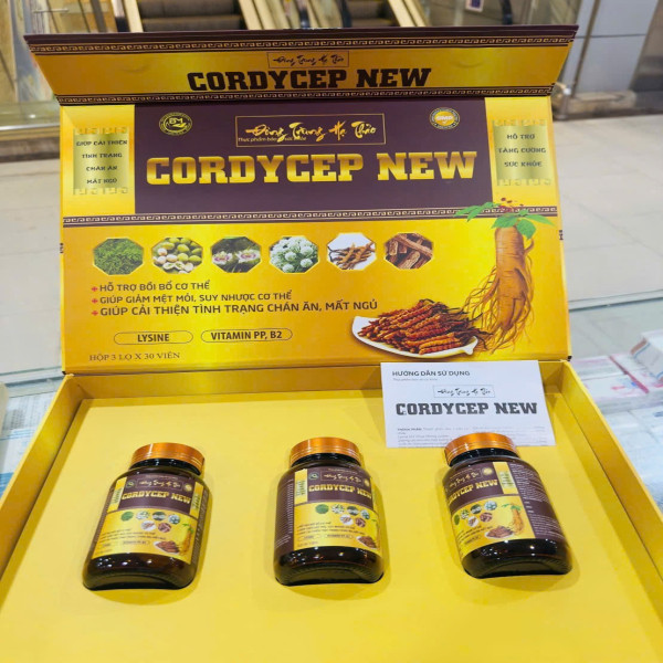 Đông Trùng Hạ Thảo Cordycep New Hộp Gỗ (H/3Lọ *30v) L