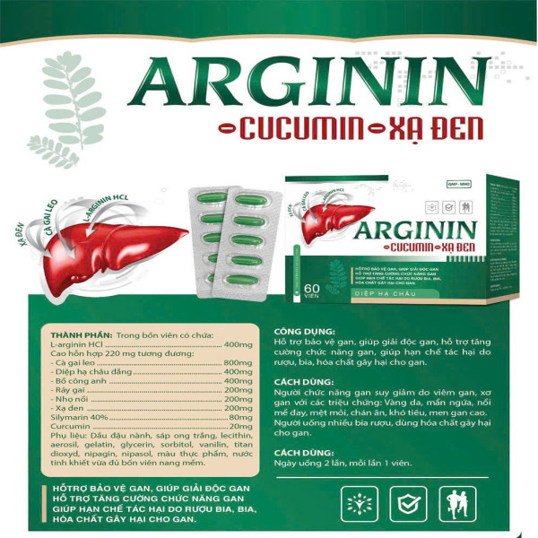 Arginin Cucumin Xạ Đen Mới Hộp 60 Viên
