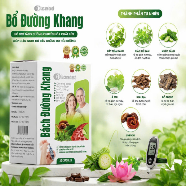 Bách Đường Khang Diacabesst K72 Màu trắng Chữ Xanh Đậm 2 Ông Bà Áo Trắng Nền Xanh
