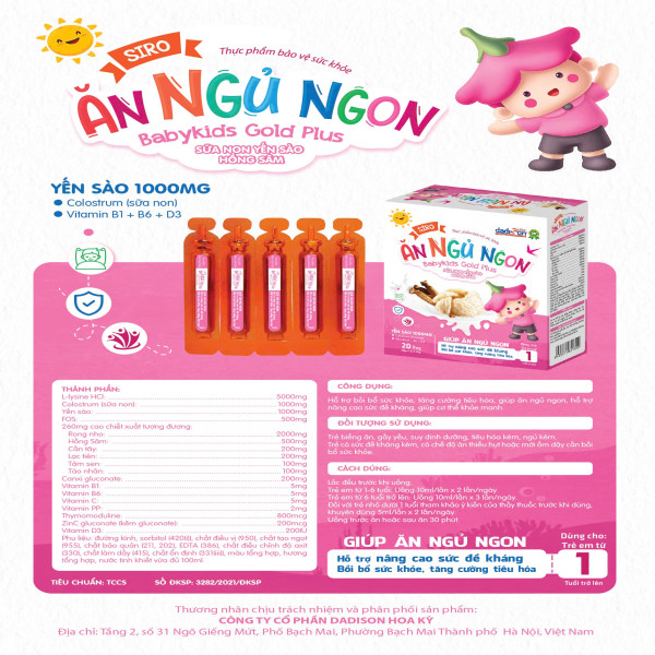 Ăn Ngủ Ngon Babykid Hồng 20 Ống Dadi K52H