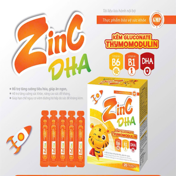 Kẽm ống Zinc Dha Vàng Zn (Hộp 20 Ống X 10Ml)