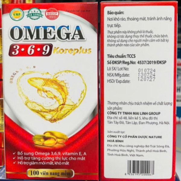 Omega 369 Koreplus Đỏ Kore (Lọ 100 Viên)