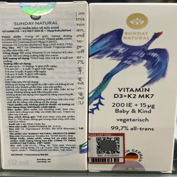 Vitamin D3&K2 Mk7 (C/10Ml) Nhỏ Đức