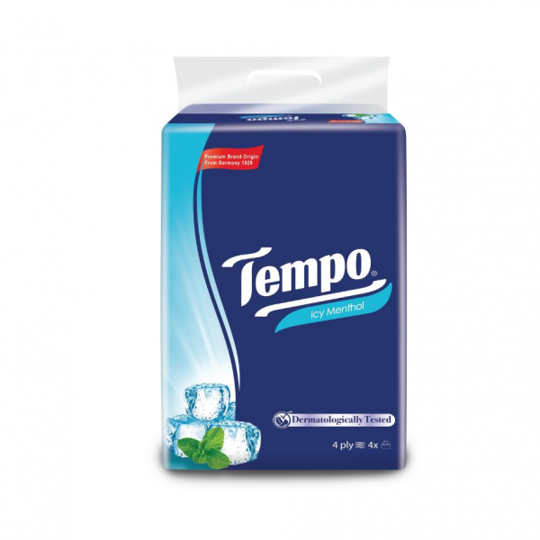 Khăn Giấy Gói Rút Tempo Hương Bạc Hà (Lốc4 Gói90Tờ)