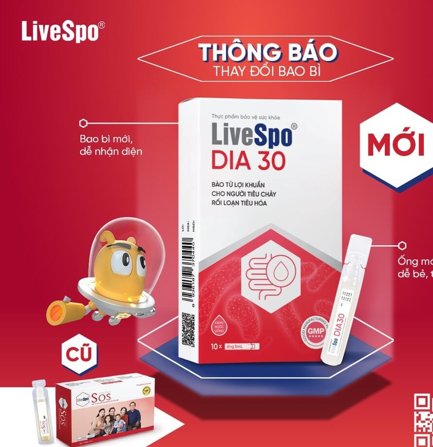 LiveSpo Dia 30 Men Tiêu Chảy (H10 Ống X 5Ml)