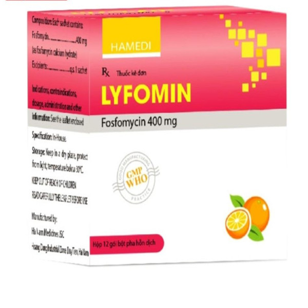 Lyfomin (Fosfomycin 400Mg) Vị Cam _Hà Nam (H12 Gói)