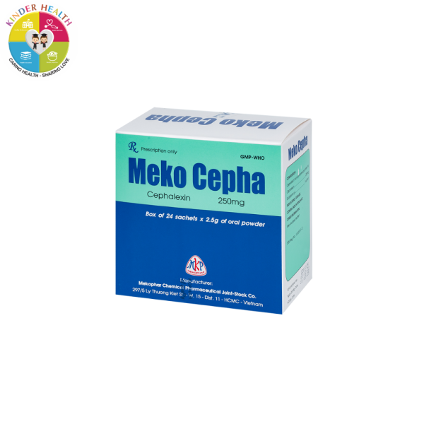 Meko Cepha 250Mg (Cephalexin ) _Mekophar (H24 Gói2,5Gr) Xanh