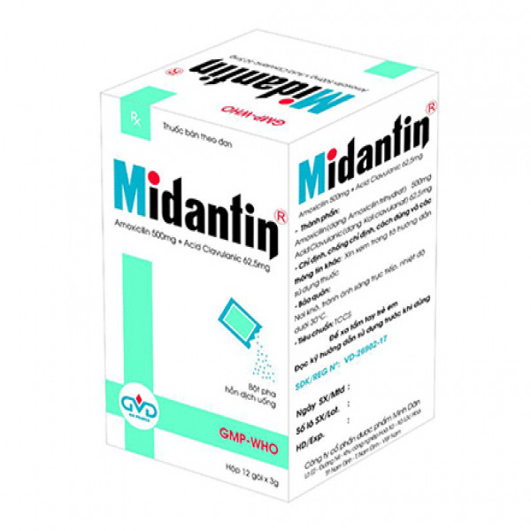 Midantin 50062,5Mg _Minh Dân (Hộp12Gói3Gr)
