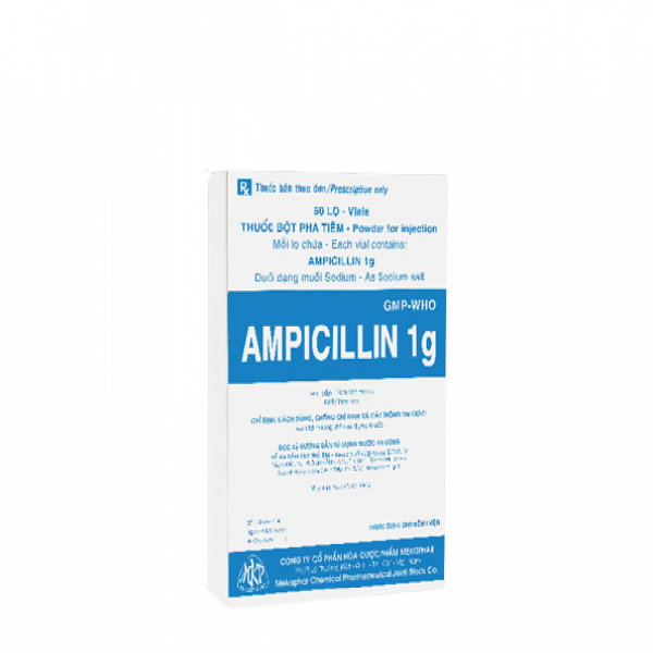 Ampicilin 1G Inj. Mekophar (H/50 Lọ/1Gr)