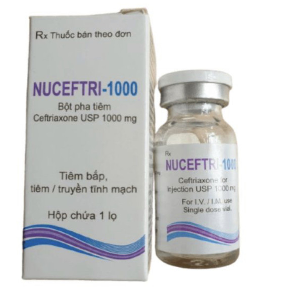 Nuceftri (Ceftriaxon 1G) Tiêm (Hộp1 Lọ)