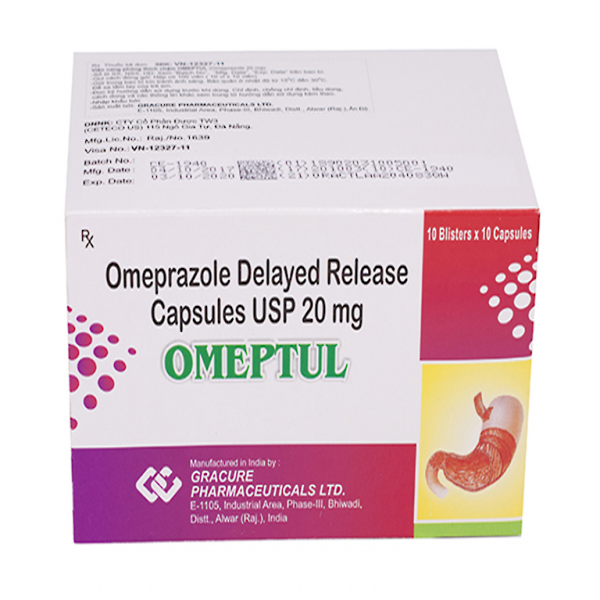 Omeptul Omeprazol 20Mg _Ấn (H100V) (Vỉ Xé)